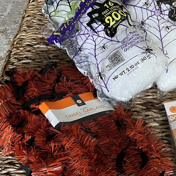Other - NWT HALLOWEEN DECOR - 2 SETS OF TINSEL & 4 BAGS OF SPIDER WEBS